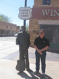 USA - Winslow AZ - Standin' on the Corner Statue & David(25 Apr 2009)